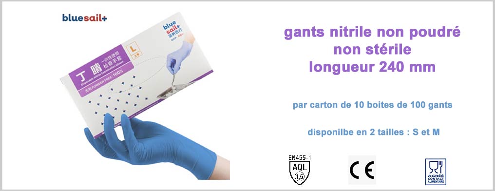 gants nitrile sans poudre 
