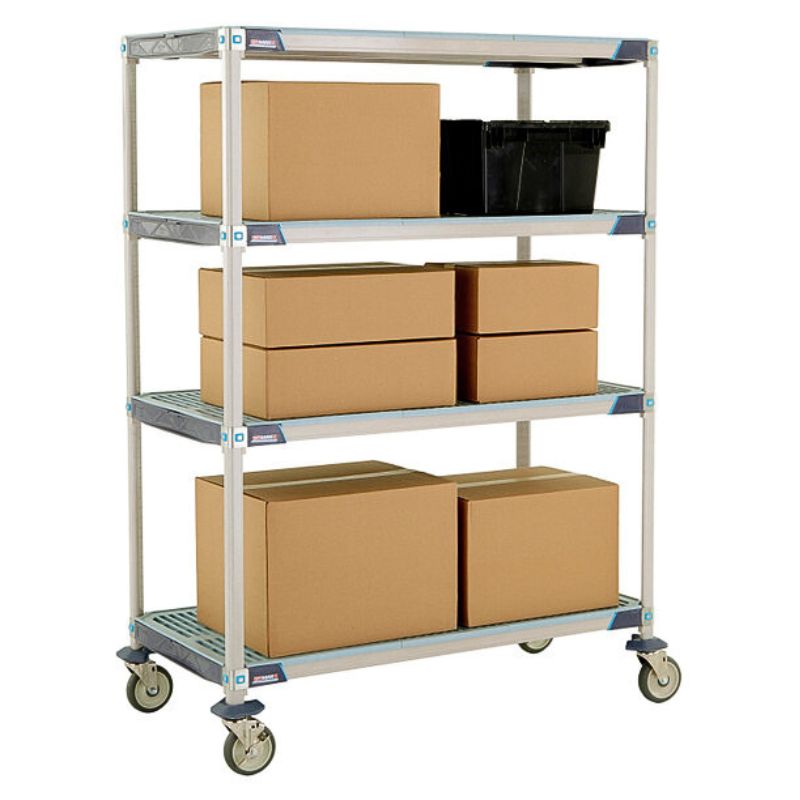 Chariot de manutention polymère METROMAX 4 étagères 61 × 137 cm