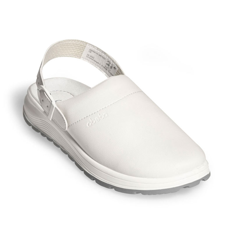 Sabot médical ABEBA Femme cuir lisse blanc