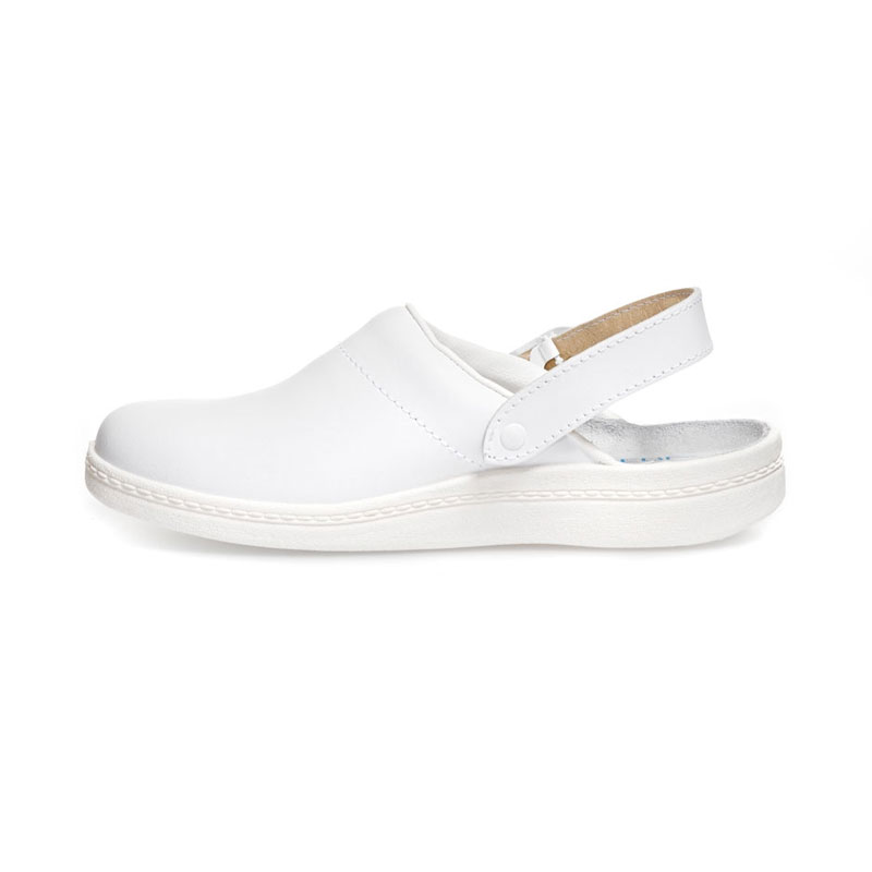 Sabot médical tout cuir lisse blanc Mixte ABEBA