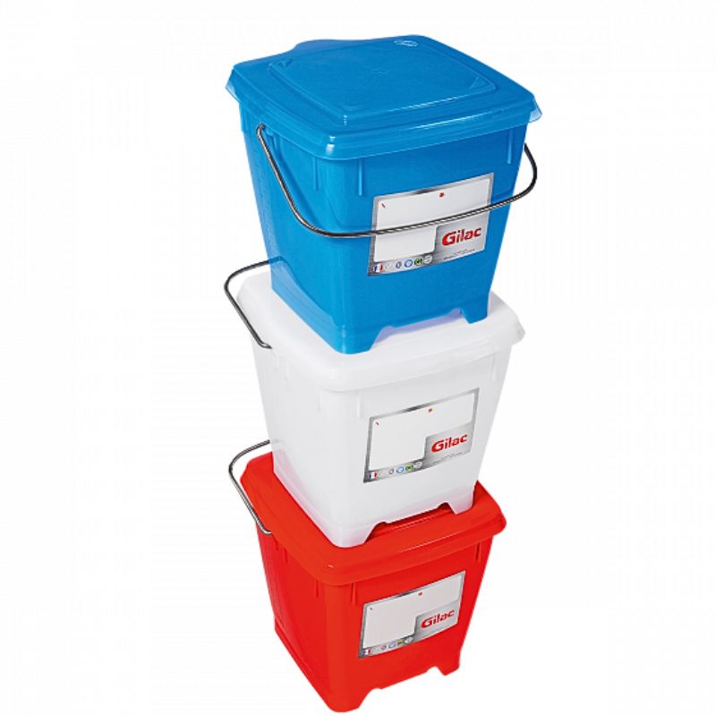 [34612J] Seau carré à couvercle étanche GILAC 5 couleurs, 12 L (Jaune)