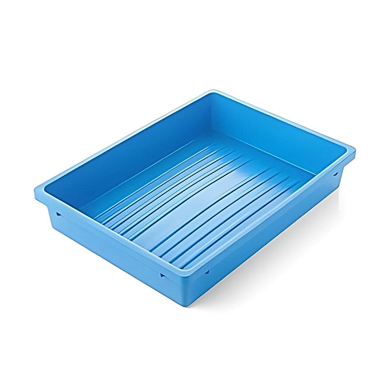 [722] Plateau de soins polypro bleu base nervurée STERILMED  424 x 305 mm