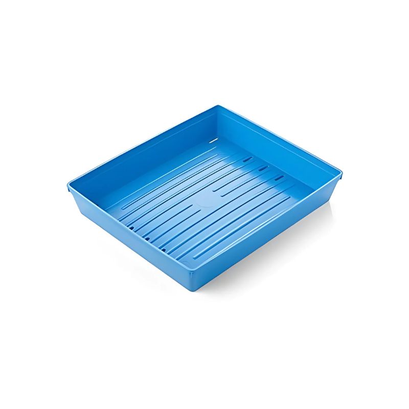 [736] Plateau de soins polypro bleu fond perforé STERILMED 300 x 250 mm