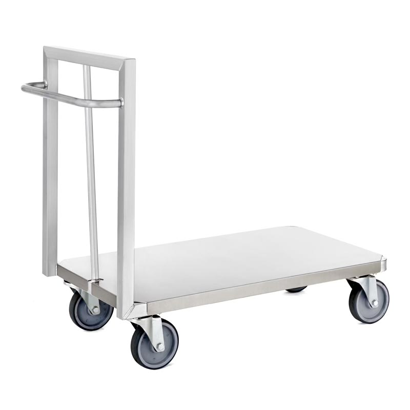 [80.154.4] Chariot inox à plateforme et dosseret TOURNUS
