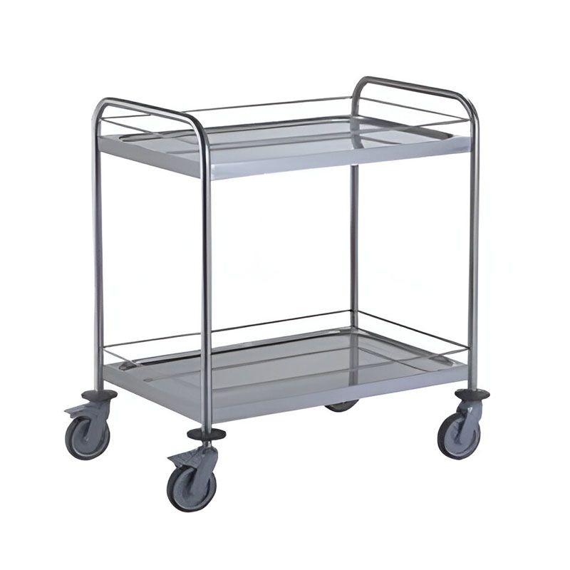 [80.154.6] Chariot de service inox 2 plateaux avec galerie TOURNUS