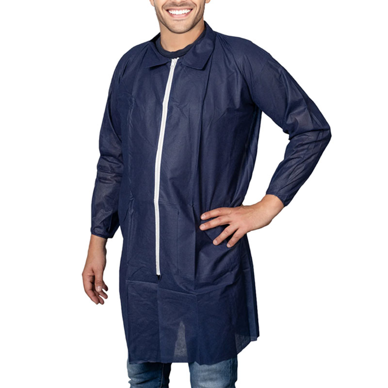 [9006311] Blouse hygiène en polypro bleu à usage unique MEDICOM x 50 (M)