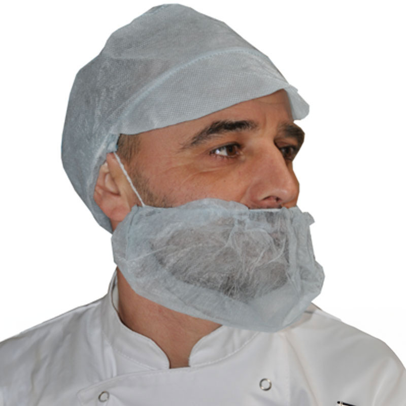 Couvre-barbes protection jetable en non tissé blanc x 100