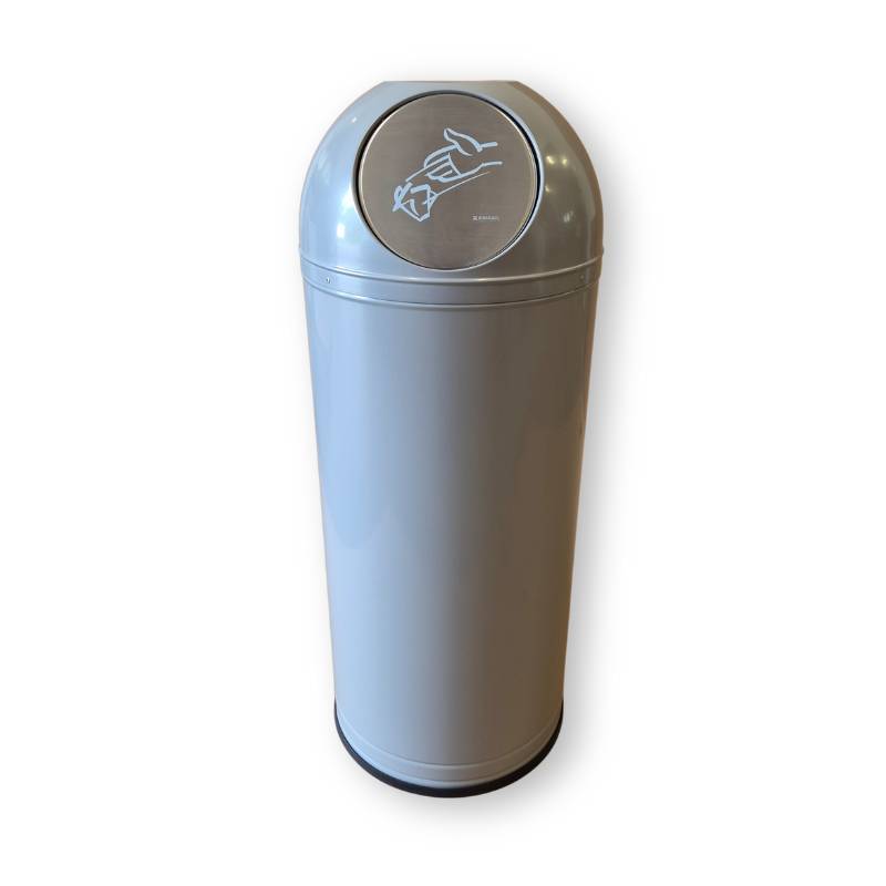 Poubelle métal gris à trappe push 52 L ROSSIGNOL
