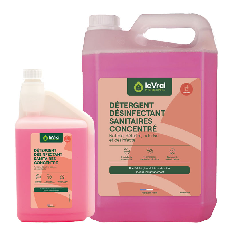 Détergent désinfectant sanitaires concentré LE VRAI PROFESSIONNEL 1 et 5 L