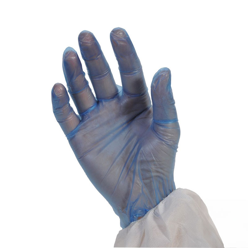 [291S] Gants en vinyle fin micro poudré bleu x 100 (S)