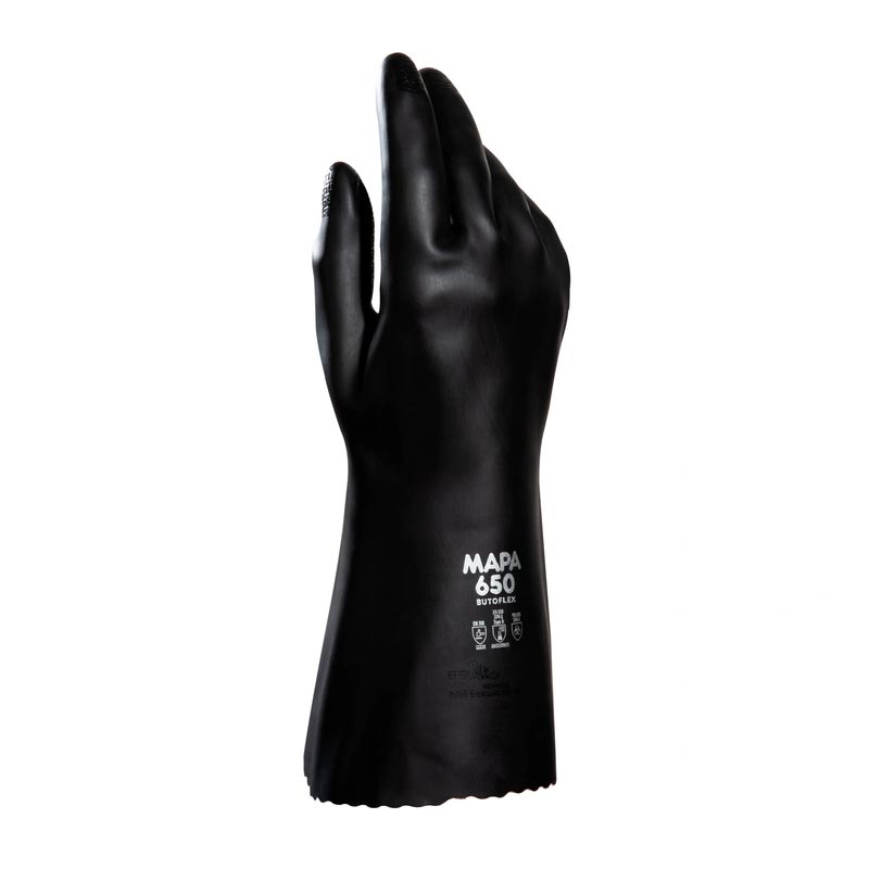 [4913T7] Gants noirs de protection chimique MAPA Butoflex 650 (S)