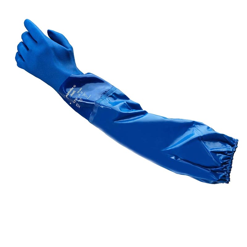 [4916S] Gants Alphatec 23-201 ANSELL PVC bleu manchette longue (S)