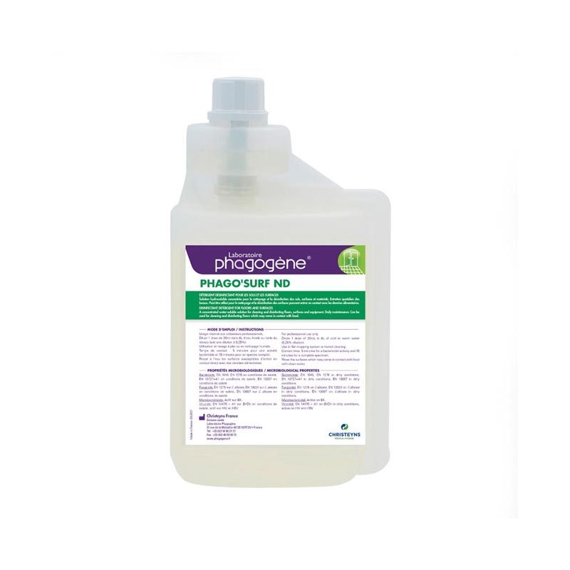 [677001] Détergent désinfectant concentré sols et surfaces Phago'Surf ND - 1 L et 5 L (1L)