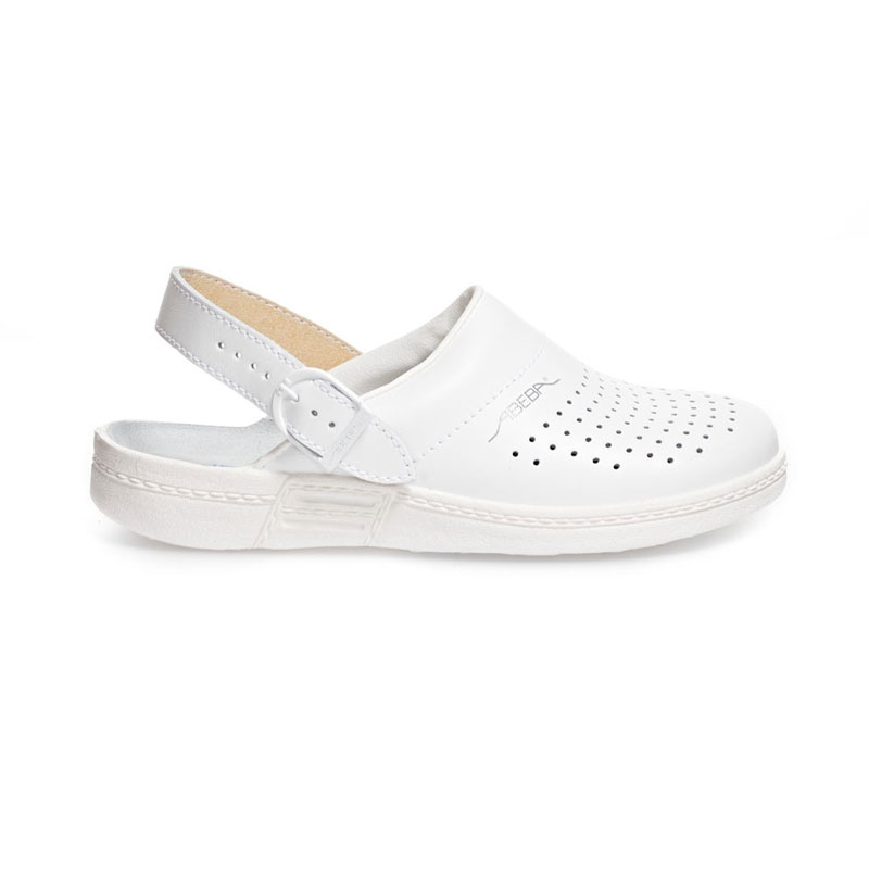 Sabot médical cuir perforé blanc ABEBA Original 7020