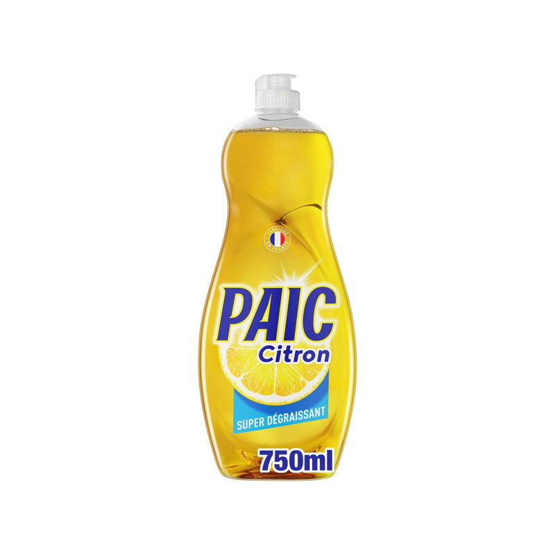[100078] Liquide vaisselle super dégraissant PAIC Citron, flacon de 750 ml