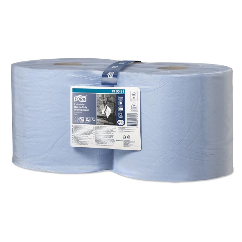 [1218] Papier d'essuyage industriel bleu W1 et W2 TORK x 2 bobines