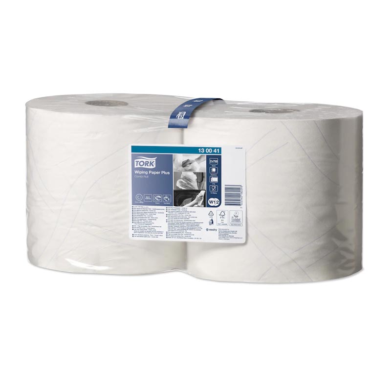 [1230] Papier d'essuyage Plus W1 et W2 TORK Écolabel x 2 bobines