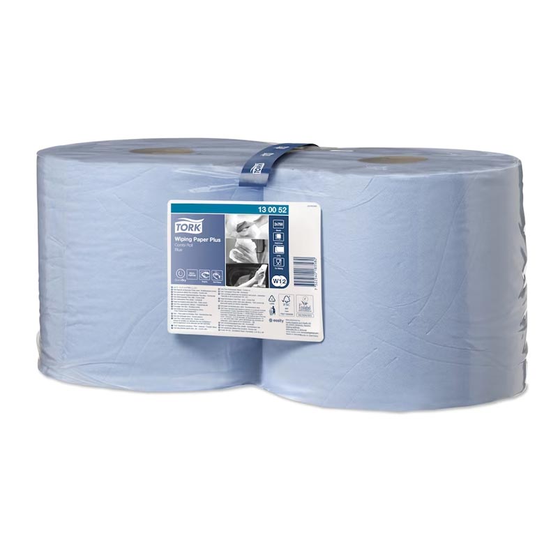 [539] Papier d'essuyage Plus industriel bleu 2 plis TORK Plus x 2 bobines