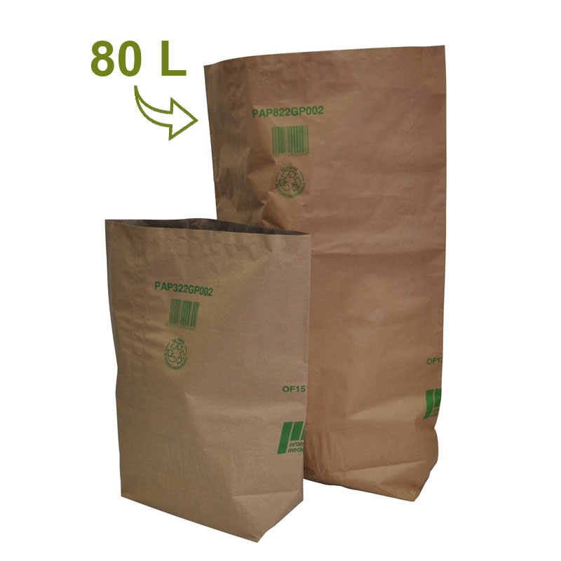 [584] Sacs poubelles papier traité anti-humidité + gaine PE  80L x 25