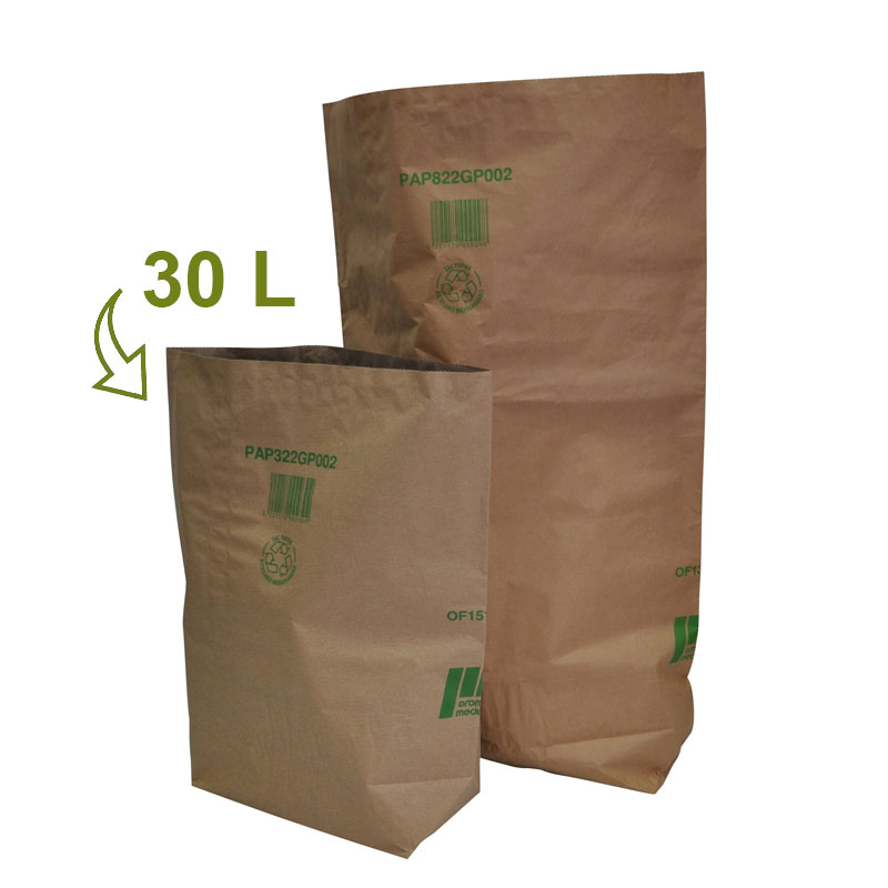 [588] Sacs poubelles papier traité anti-humidité + gaine PE 30L x 10