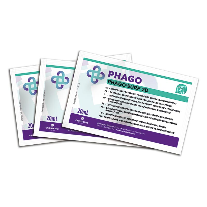 [677003] Détergent désinfectant concentré Phago'Surf 2D  250 x 20 ml