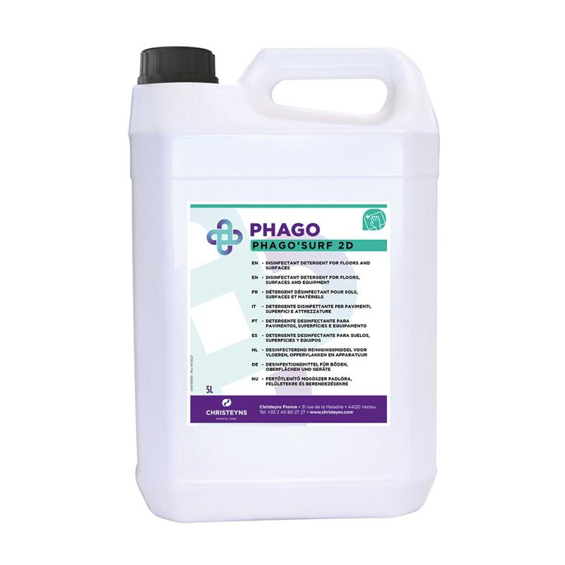 [677015] Détergent désinfectant sols surfaces concentré Phago'Surf 2D - bidon 5 L