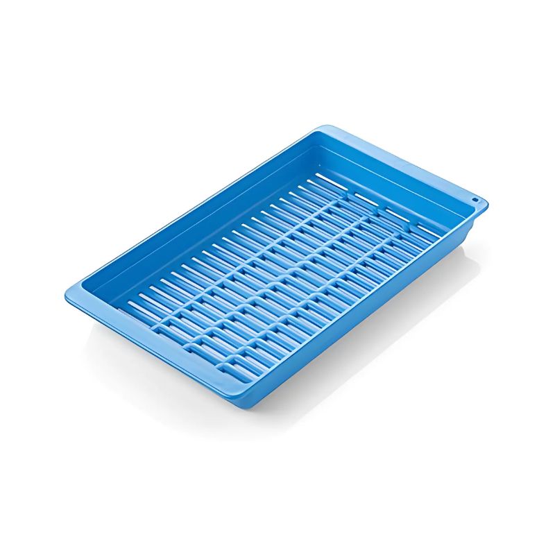[738] Plateau de soins grillagé polypro bleu STERILMED 270 x 150 mm