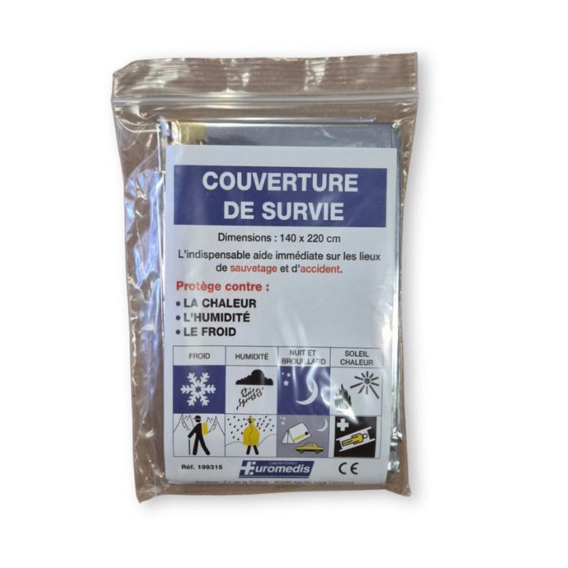 Couverture de survie isothermique 140 x 220 cm