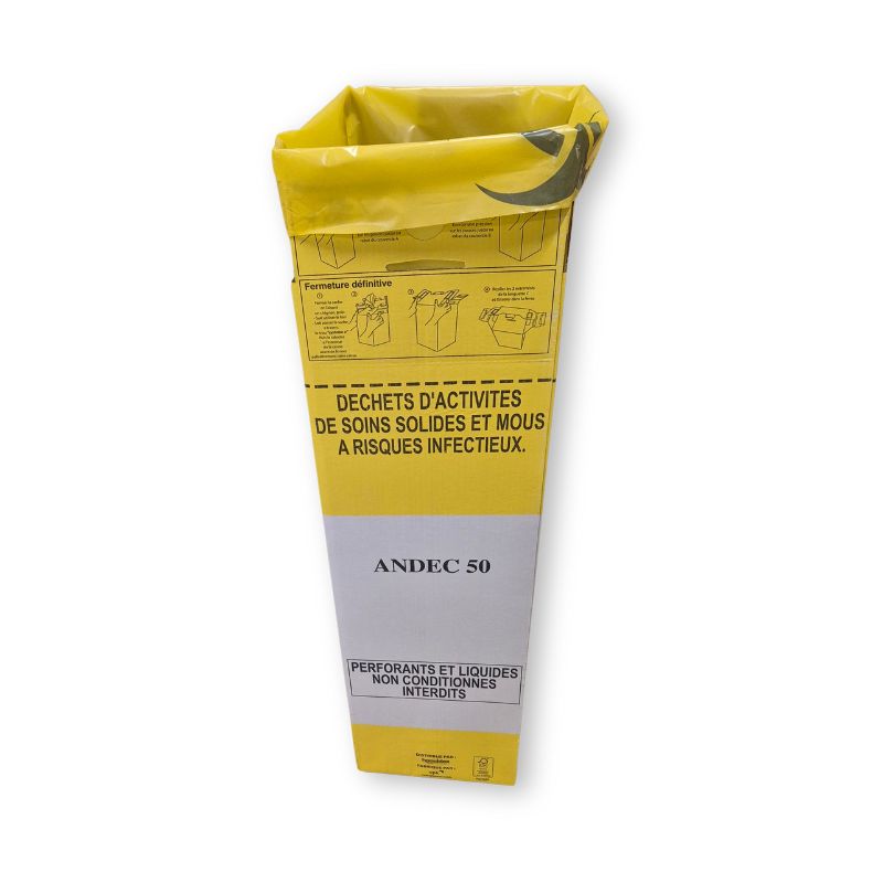 Caisse carton collecteur déchets infectieux DASRI 50 L
